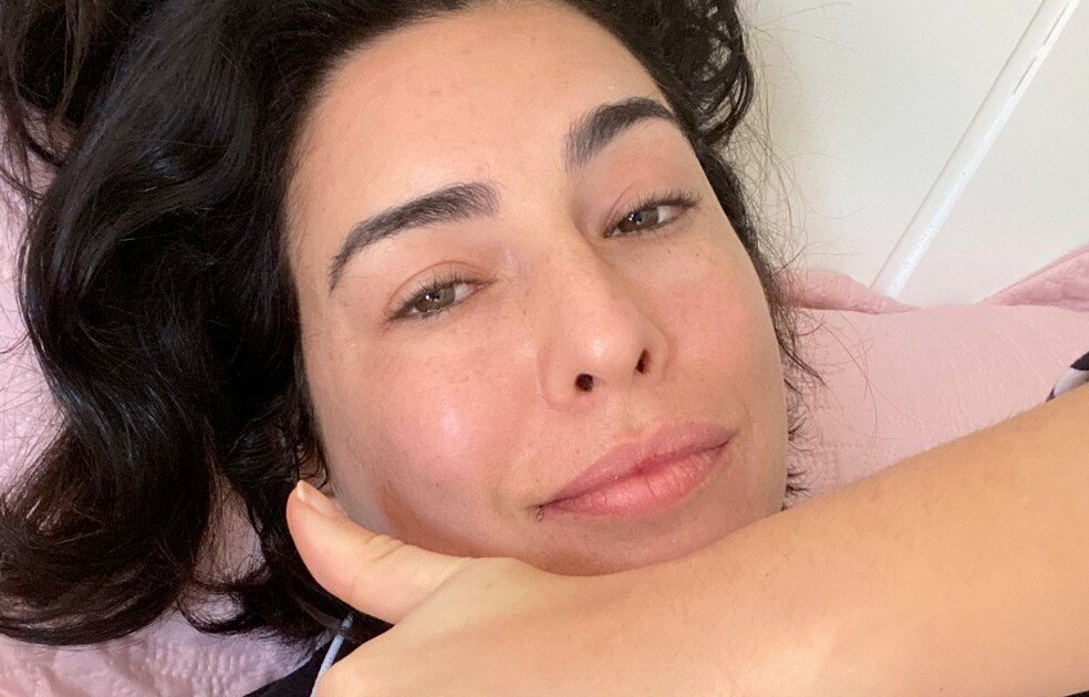 Fernanda Paes Leme logo após sua cirurgia. Fernanda Paes Leme logo após sua cirurgia.