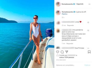 Flávia Alessandra arranca suspiros ao surgir de maio branco a bordo de lancha (Montagem/ Roseller Web)