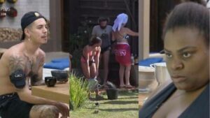 Jojo Todynho perde a paciência com o Biel após cantor não ajudar com os baldes de água. (Montagem: Reseller Web)