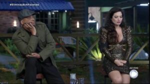 Fernandinho Beat Box e Raissa aguardam para receber sentença do público em A Fazenda 2020 (Imagem: Reprodução Record TV)