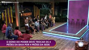 Chama verde causa reviravolta e troca todos os peões da baia de A Fazenda 12 (Imagem: Reprodução/ Record TV)