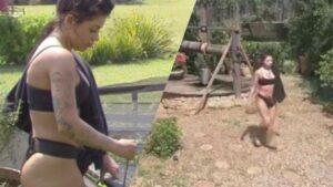 Mirella tem problemas com o poço e não aguenta o calorão de A Fazenda 2020 (Montagem: Reseller Web)