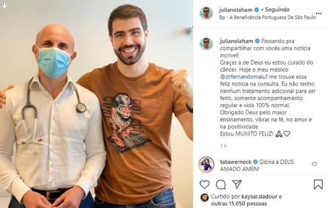Post feito pelo ator Juliano Laham em seu Instagram Post feito pelo ator Juliano Laham em seu Instagram