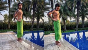 Luan Santana ganha elogios dos fãs ao surgir apenas de toalha verde nas redes sociais (Imagem: Instagram)