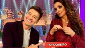 Rodrigo Faro recebeu Luiza Ambiel em seu programa da Record (Imagem: Reprodução)