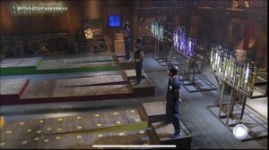 Biel, Juliano e Rodrigo se enfrentam na Prova do Fazendeiro Roça 3 na sede de provas de A Fazenda 12 (Imagem: Reprodução R7)