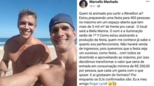 Marcello Garcia, irmão de Márcio Garcia é duramente criticado após promover festa de reveillon com o pai de 77 anos, internado com Covid-19 (Montagem: Reseller Web)